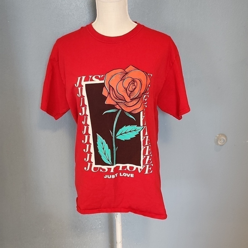 Just Love Floral Rose novelty graphic tee shirt top